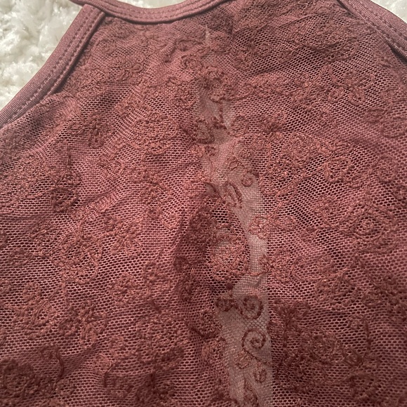 Ninety-Nine Degree Key-Hole Front Top with Lace Overlay - Picture 3 of 3